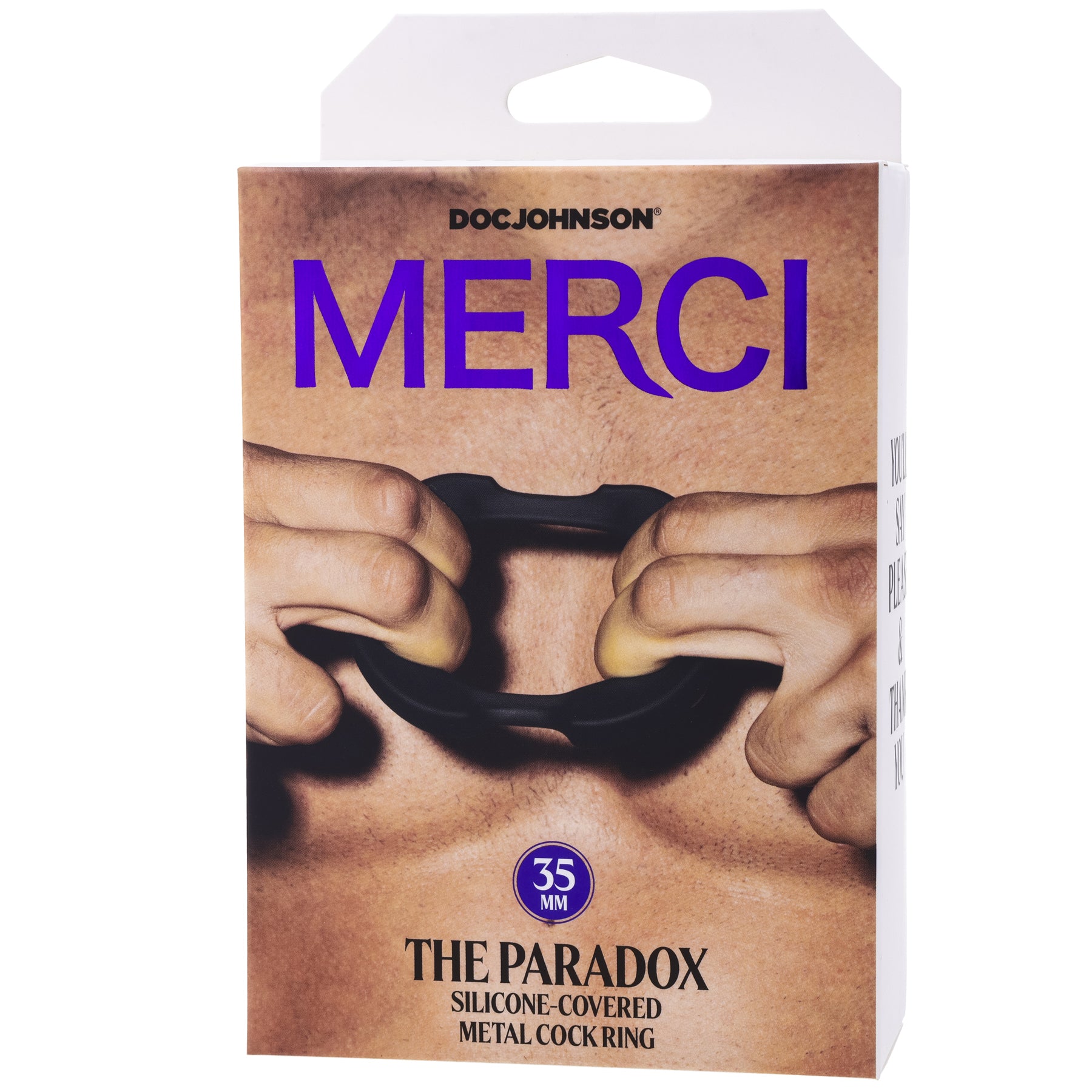 "Merci - the Paradox - Silicone Covered Metal Cock Ring - 35mm - Black DJ2402-38-BX"