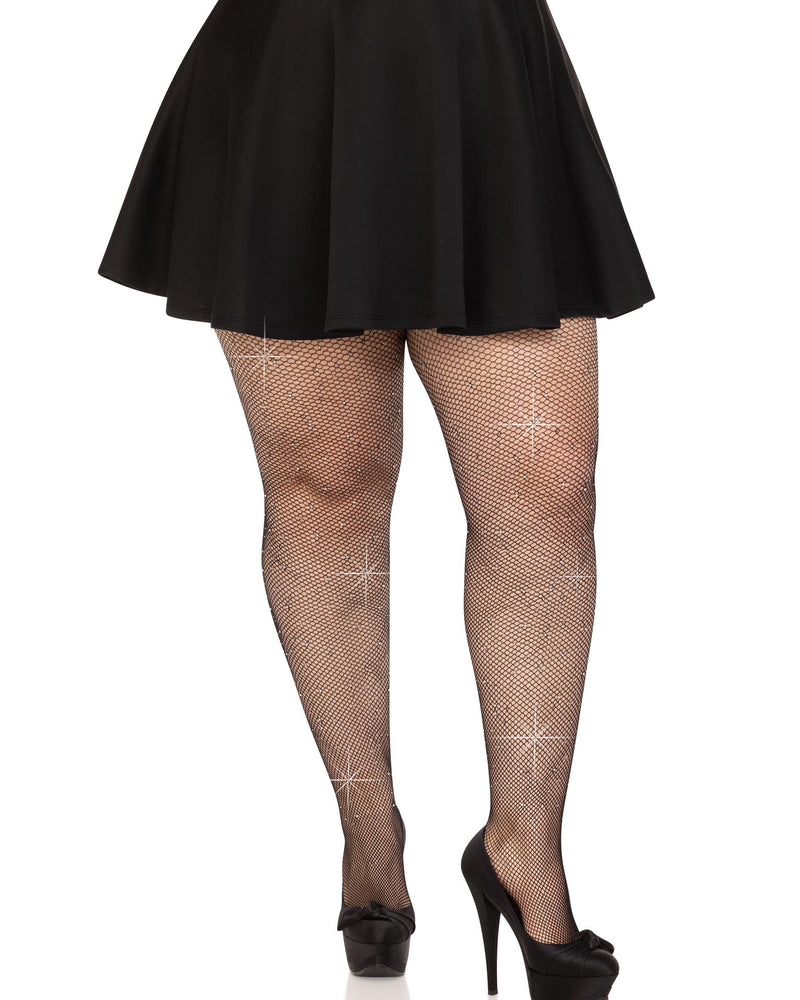 "Colby Rhinestone Fishnet Tights - 1x/2x - Black LA-9026XBLK1X2"