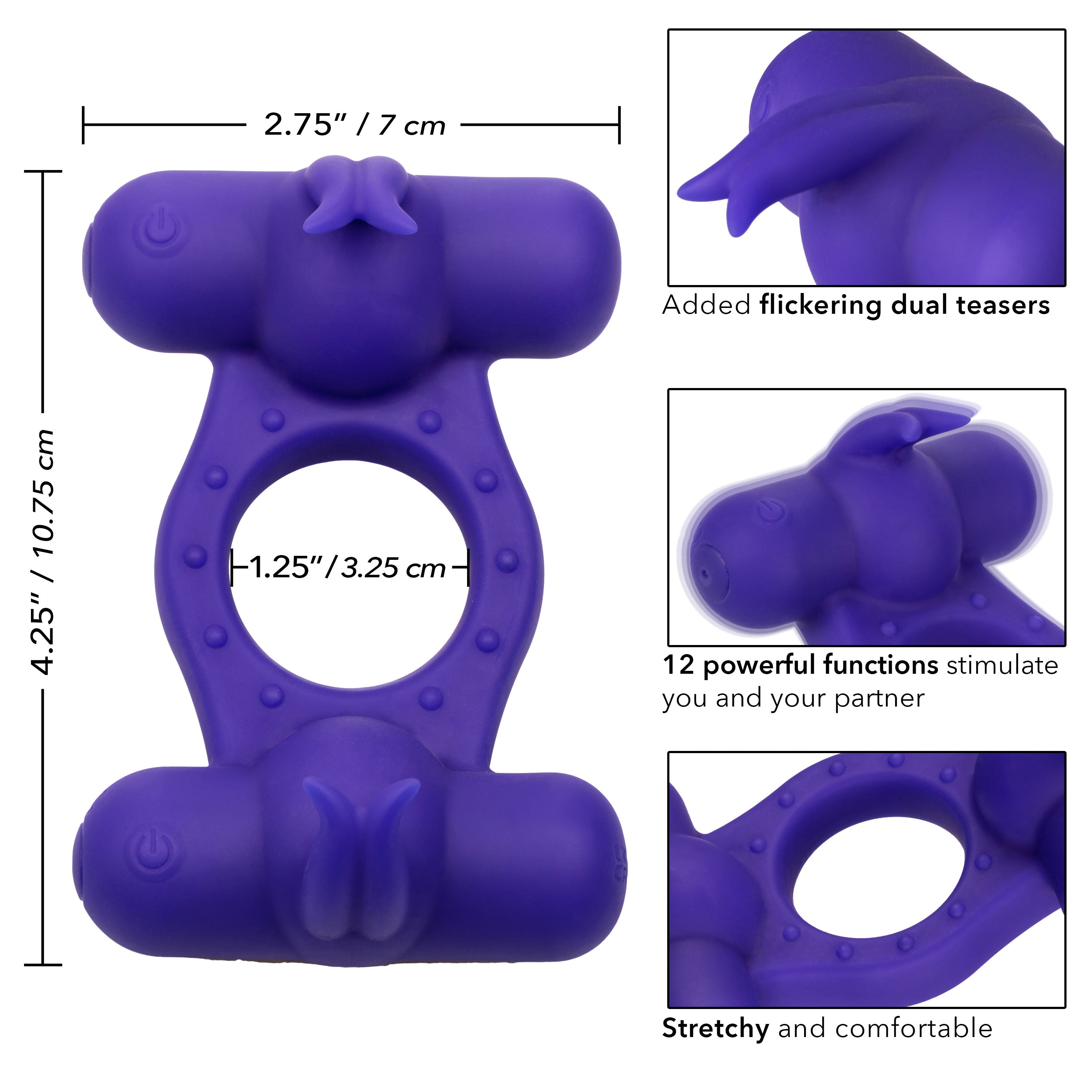 "Silicone Rechargeable Triple Orgasm Enhancer - Purple SE1843503"