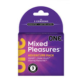 "One Mixed Pleasures 3 Count Condoms PM110106C"