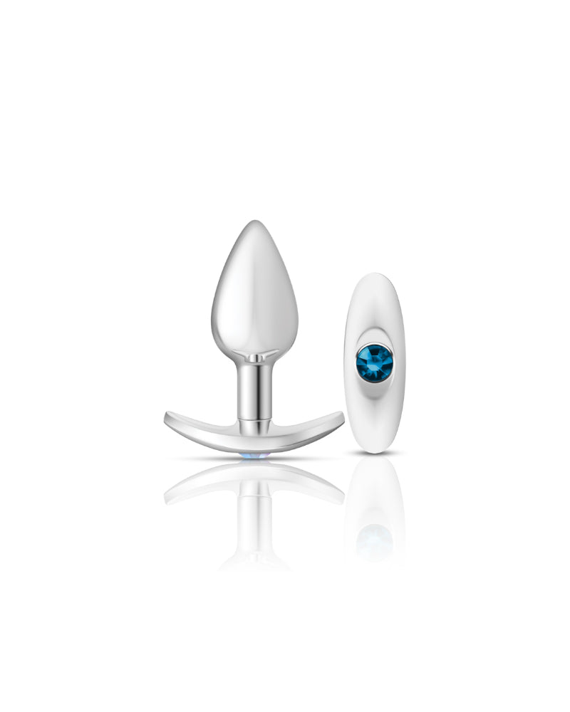 "Cheeky Charms-Silver Metal Butt Plug Kit- Clear/teal VB-CC9141"