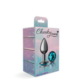 Cheeky Charms-Gunmetal Metal Butt Plug- Round-Teal-Small