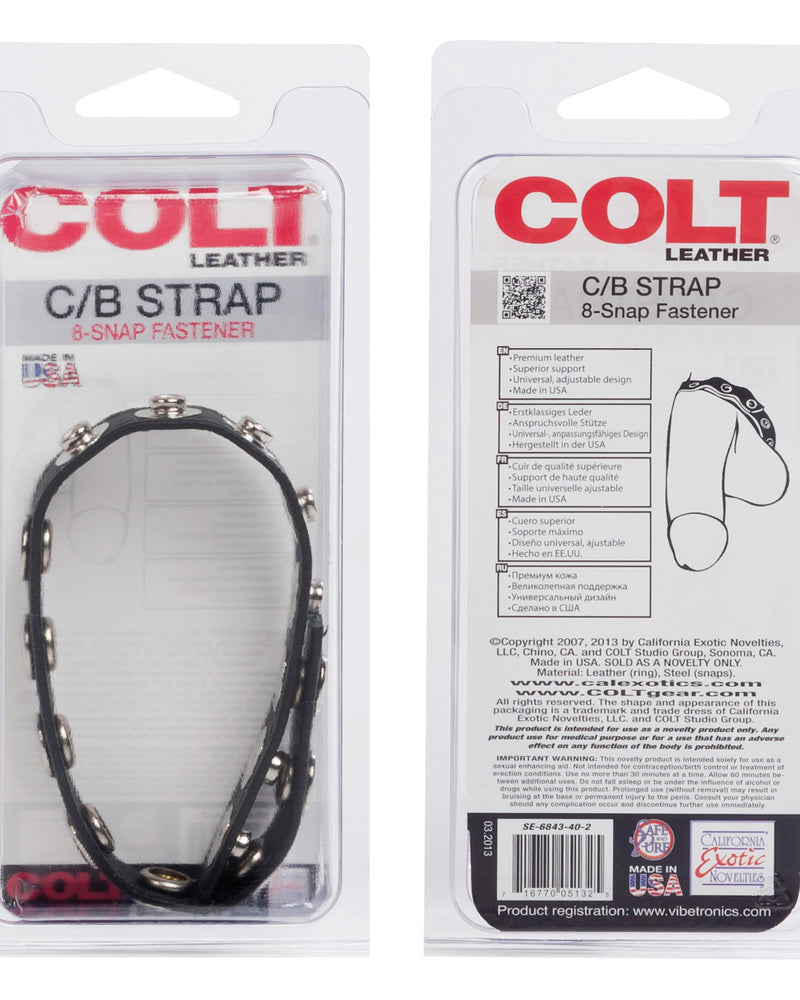 "Colt 8 Snap Fastener Leather Strap - Black SE6843402"