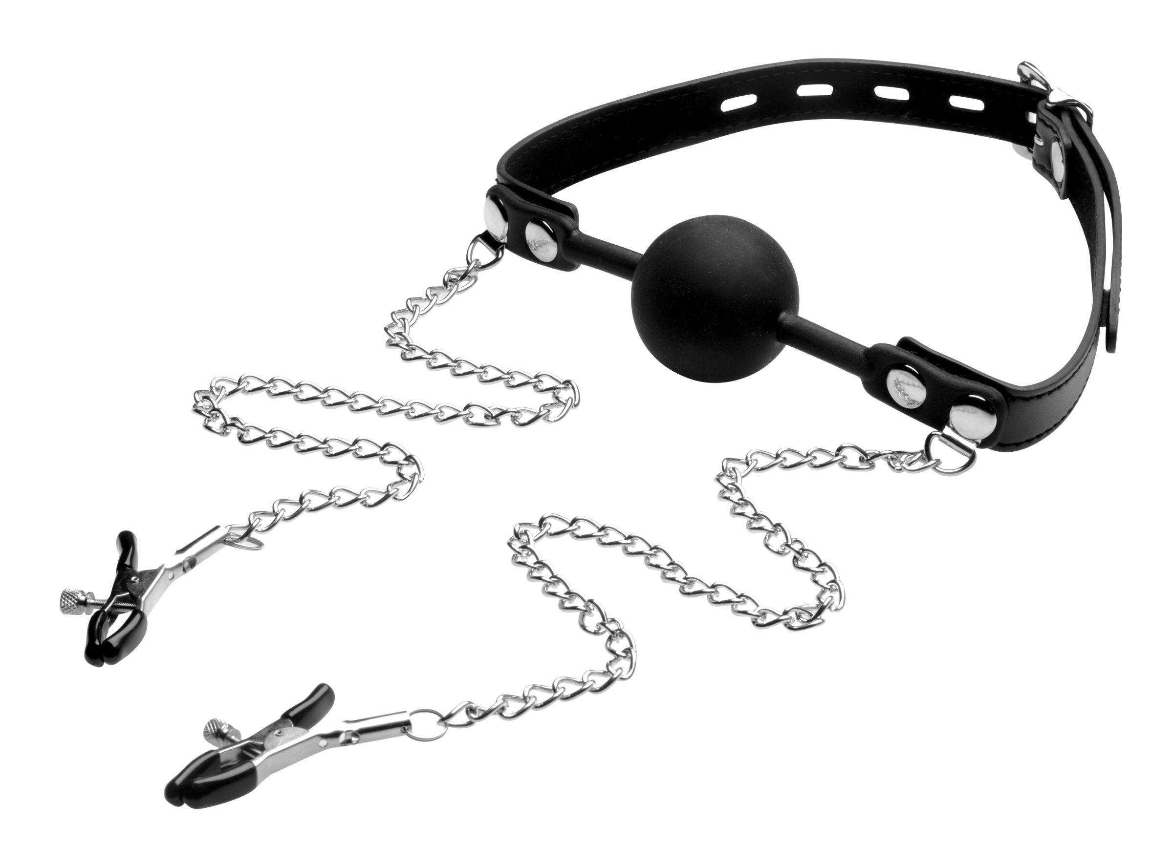 "Silicone Ball Gag W/nipple Clamps STR-AE976"