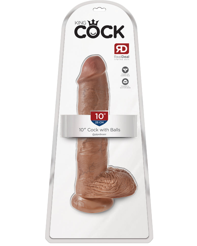 King Cock 10 Inch Cock With Balls - Tan