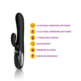 Hypnotic - Black - Thrusting Rabbit with Swinging Clitoral Stimulator