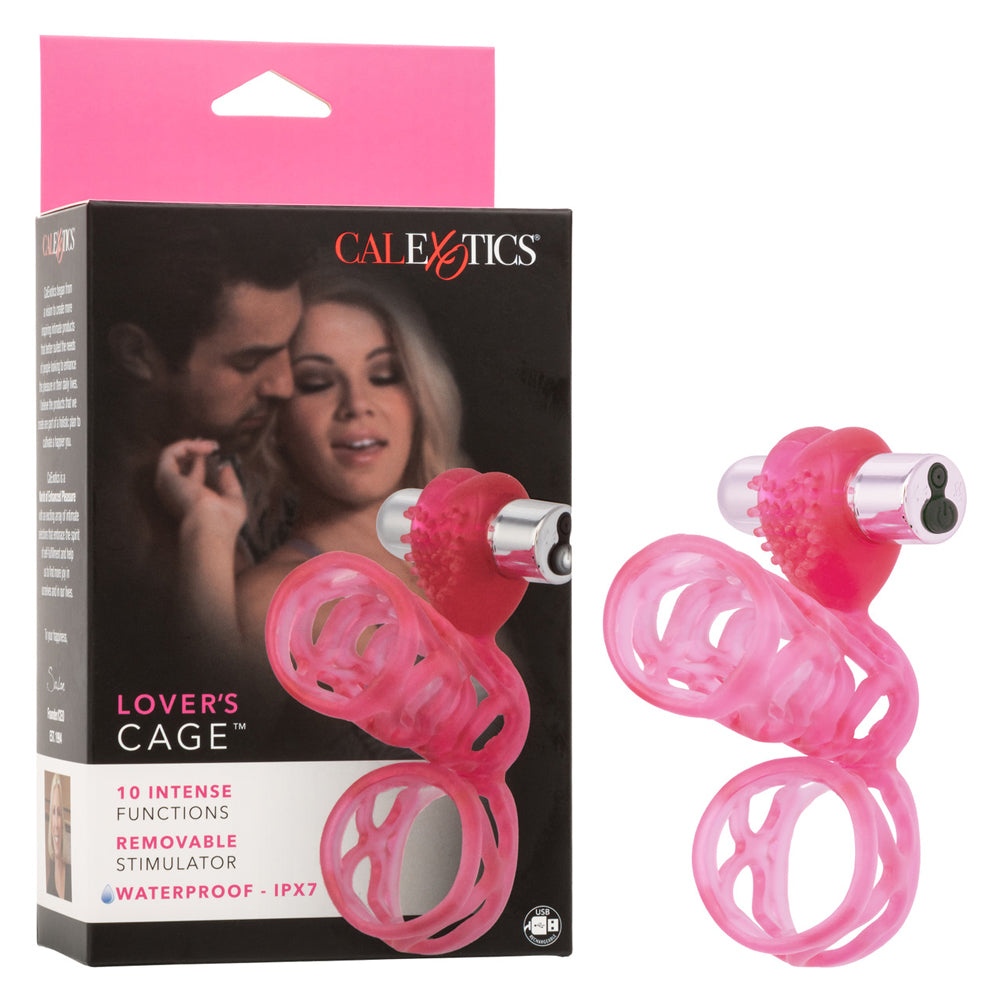 Lovers Cage Stretchy Cock Cage Comfortable Scrotum Cage Pink Rechargeable