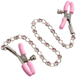 Nipple Play Crystal Chain Nipple Clamps - Pink