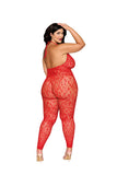 Rhinestone Bodystocking Dmnd - Queen Size - Poinsettia