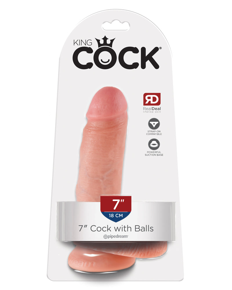 King Cock 7-Inch Cock With Balls - Flesh