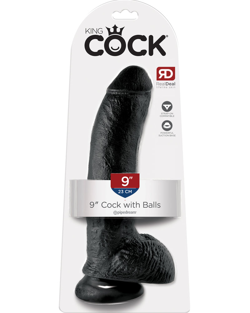 King Cock 9-Inch Cock With Balls - Black