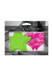 "Fashion Pasties Set - Neon Green Solid Star and Neon Pink Lace Heart FL-FLA101NEON"