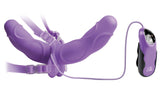 "Fetish Fantasy Elite Vibrating Double Delight Strap-on - Purple PD4540-12"