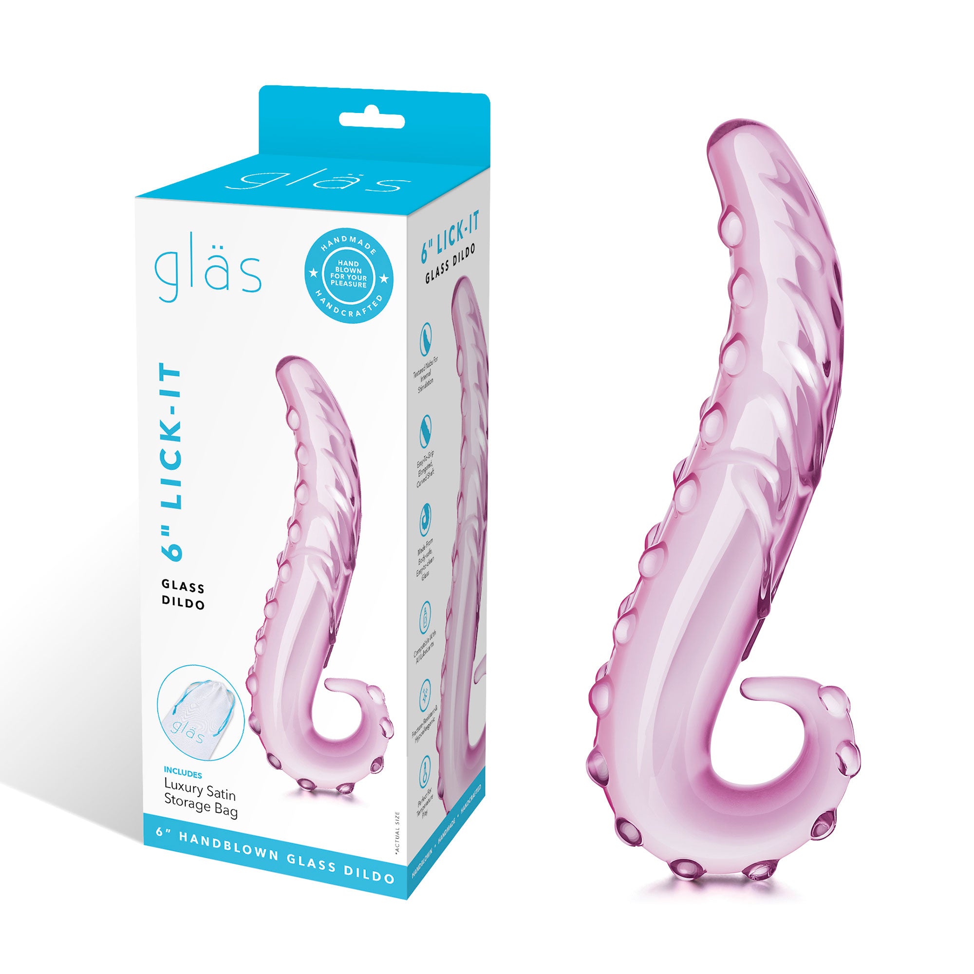 "6 Inch Lick-It Glass Dildo GLAS-158"