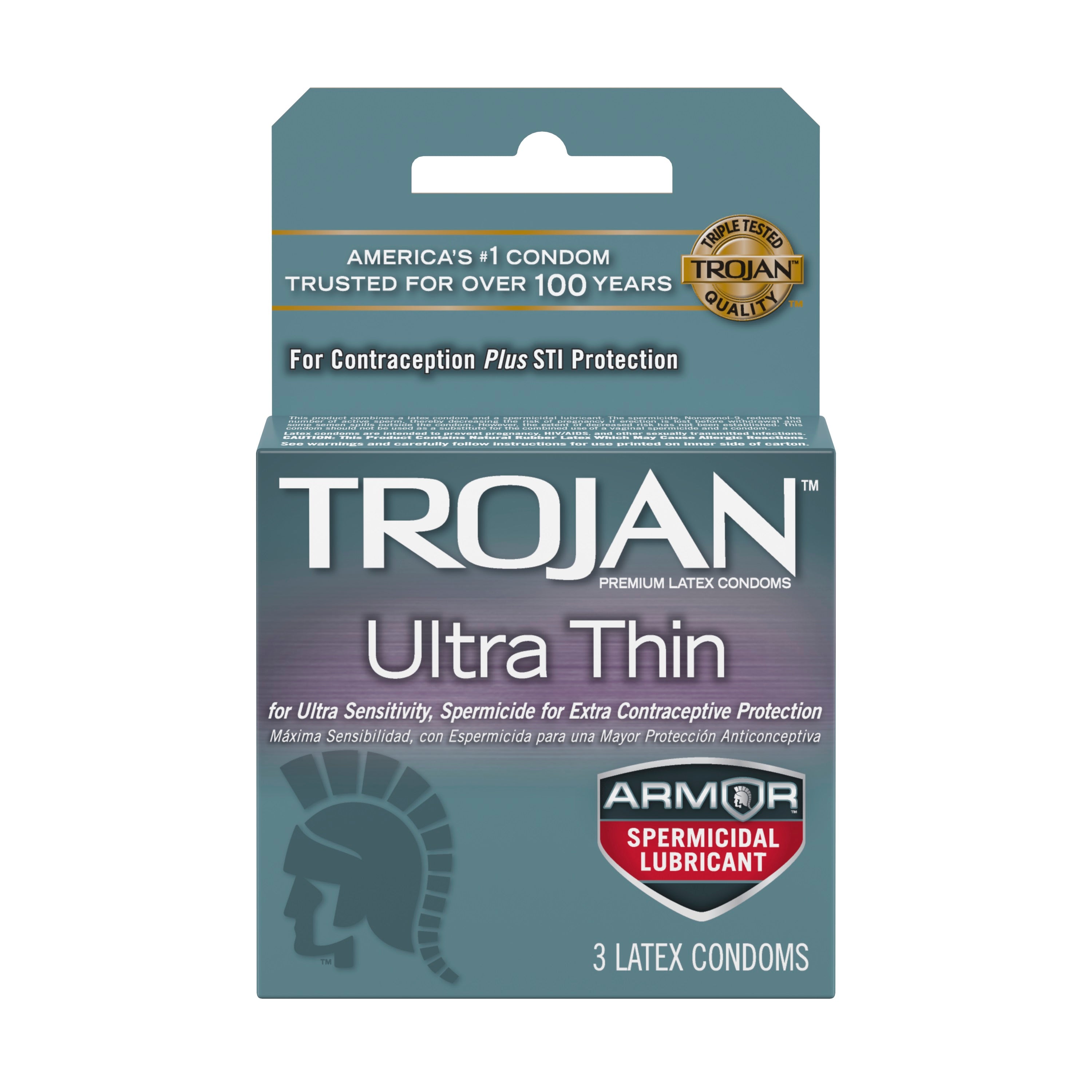 "Trojan Ultra Thin Armor Spermicidal Condoms - 3 Pack TJ92720"