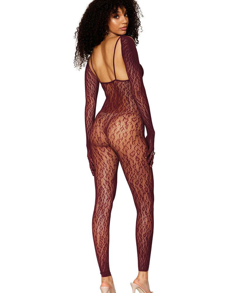 "Catsuit Bodystocking and Shrug - One Size - Burgundy DG-0417BUROS"