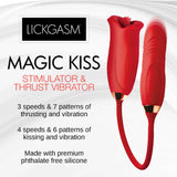 Magic Kiss Kissing Clitoral Stimulator With Thrusting Vibrator - Red