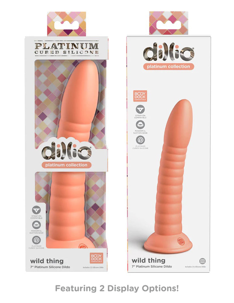 "Dillio Platinum - Wild Thing 7 Inch Dildo - Peach PD5386-43"