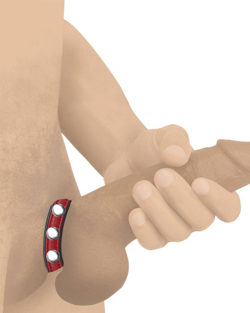 "Cock Gear Leather Speed Snap Cock Ring - Red STR-AG845-RED"