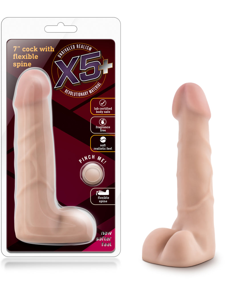 "X5 7 Inch Cock With Flexible Spine - Natural BL-58703"