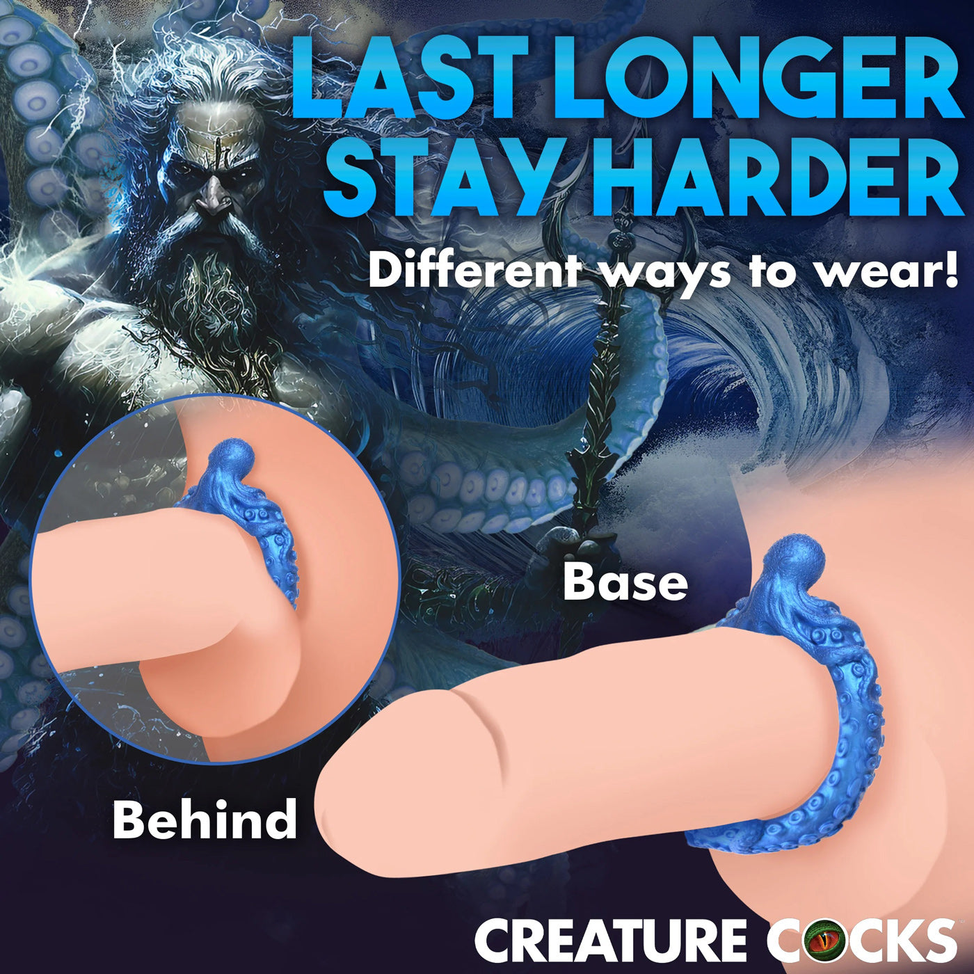 "Poseidon's Octo-Ring Silicone Cock Ring - Blue CC-AH295"