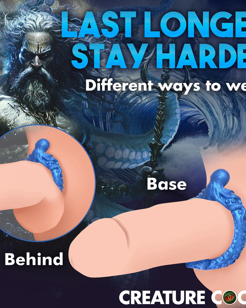 "Poseidon's Octo-Ring Silicone Cock Ring - Blue CC-AH295"