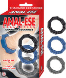 Anal-Ese Chainlink Cockrings - Black/blue/grey