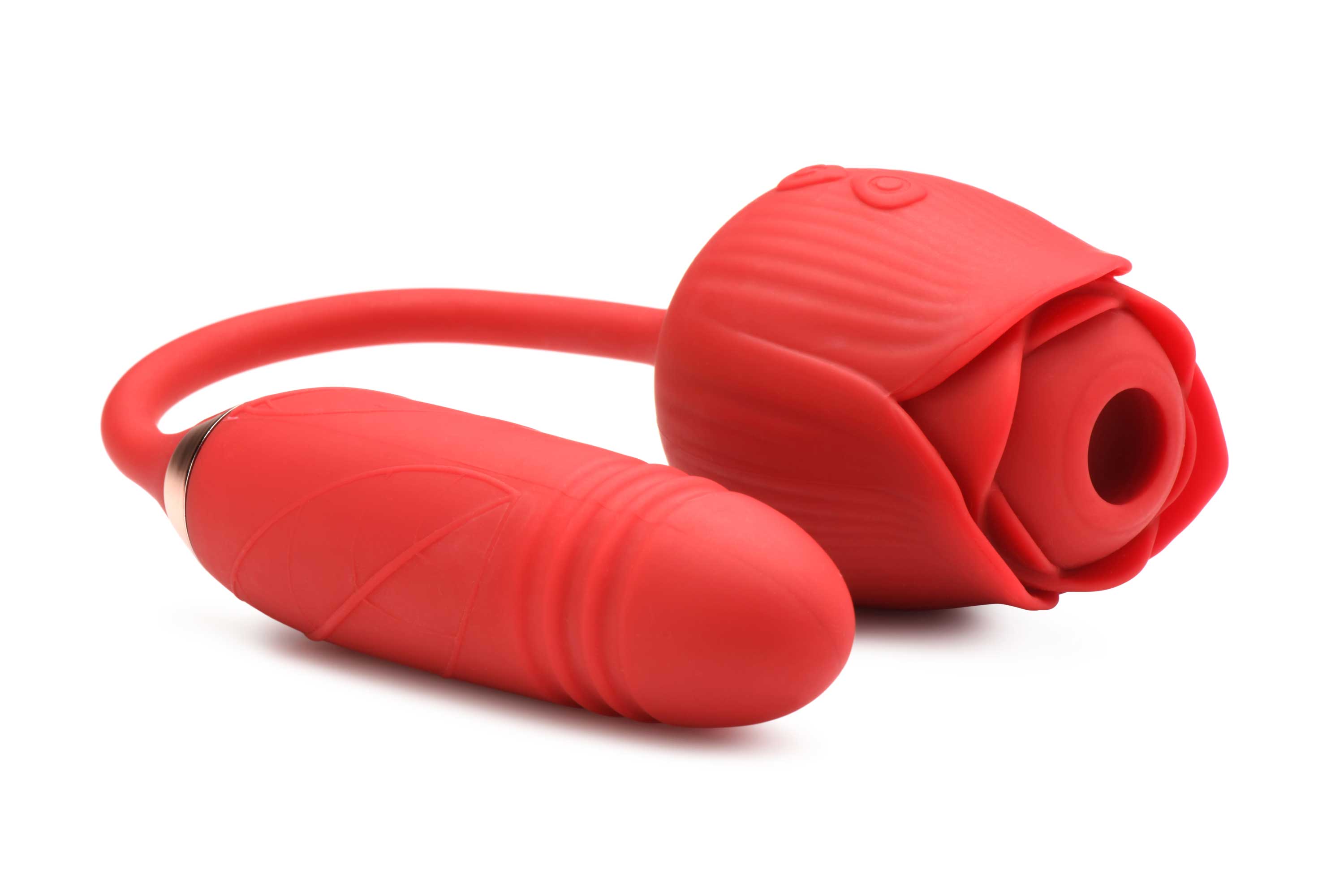 Bloomgasm Romping Rose Suction and Thrusting Vibrator - Red