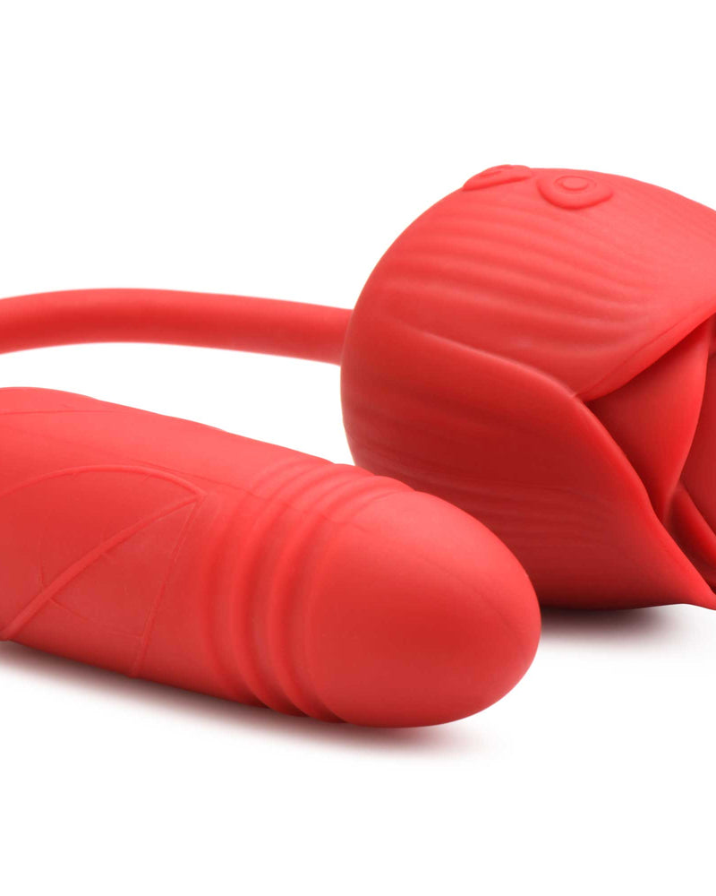 Bloomgasm Romping Rose Suction and Thrusting Vibrator - Red