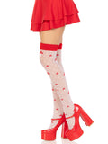 Polka Dot Mushroom Thigh High - One Size - White/red