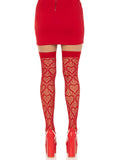 "Heart Net Thigh Highs - One Size - Red LA-6643REDOS"