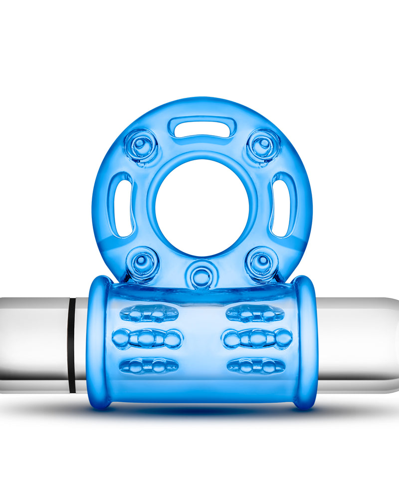 "Stay Hard 10 Function Vibrating Bull Ring - Blue BL-77902"