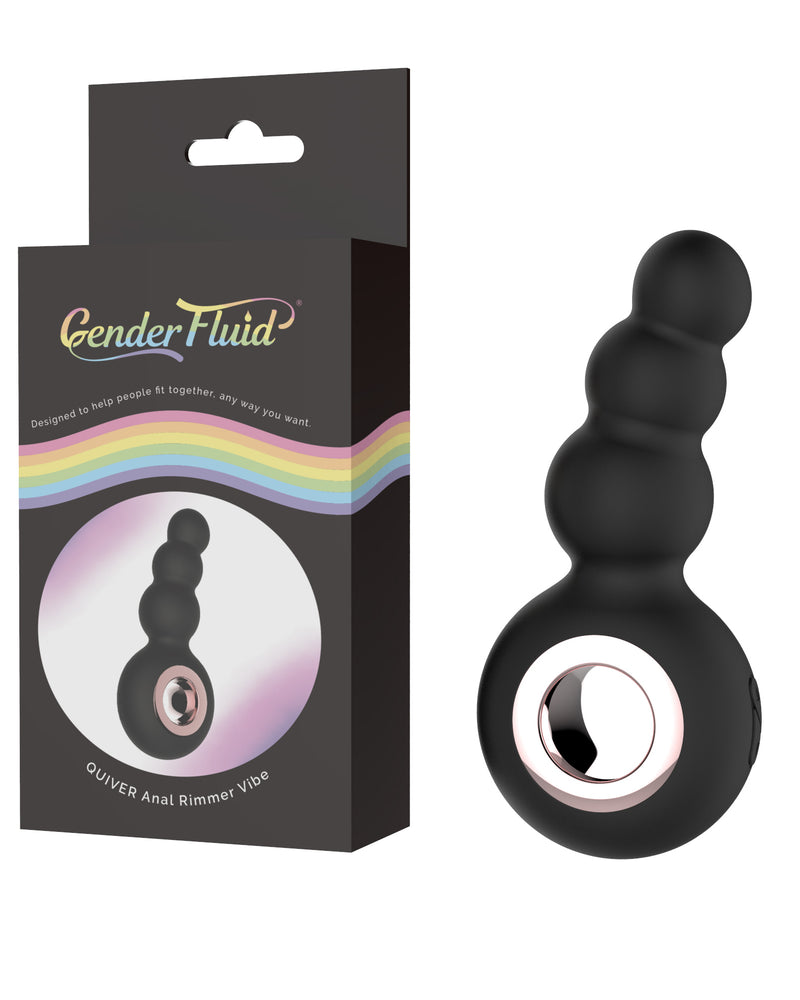 "Gender Fluid Quiver Anal Ring Bead Vibe - Black GFL-4264"