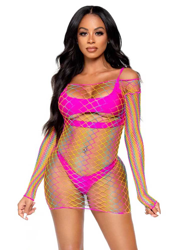 "Pretty in Paradise Rainbow Mini Dress - One Size - Rainbow LA-86131RNBOS"