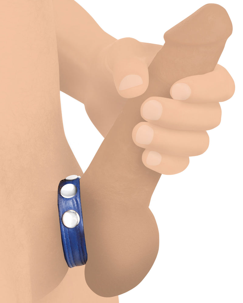 "Cock Gear Leather Speed Snap Cock Ring - Blue STR-AG845-BLU"