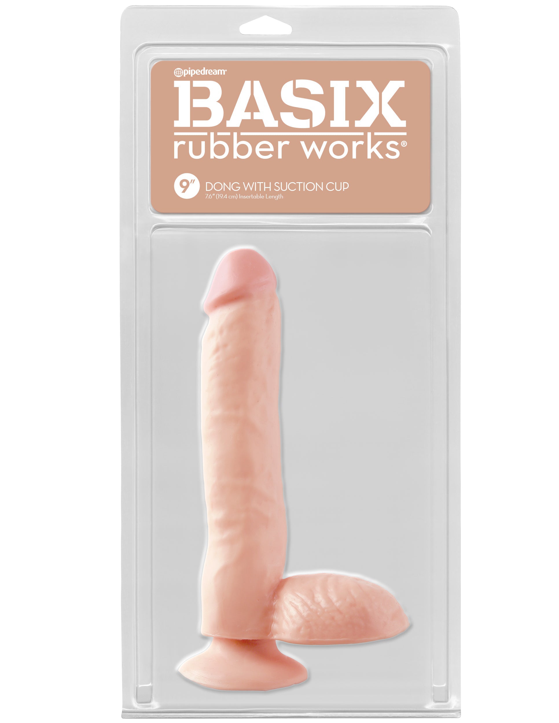 Basix Rubber Works 9 Inch Dong With Suction Cup - Flesh