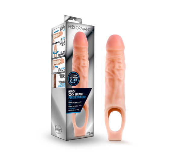 "Performance - 9 Inch Cock Sheath Penis Extender - Vanilla BL-26583"