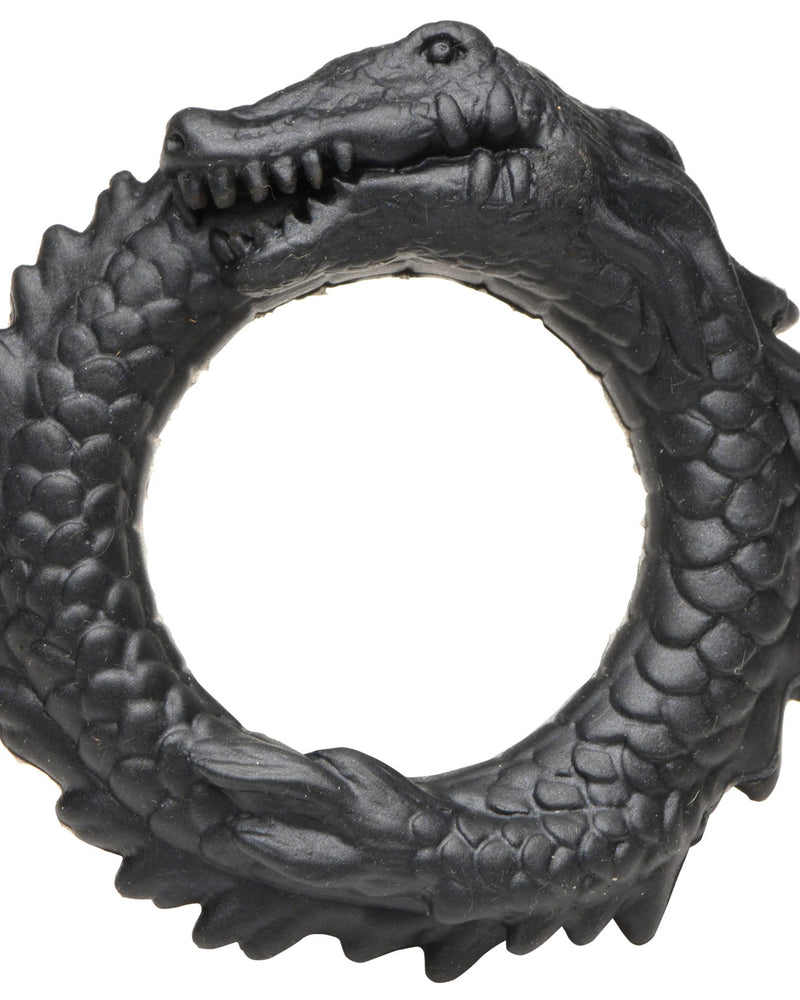 Black Caiman Silicone Cock Ring - Black