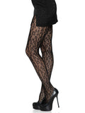 Leopard Net Tights - One Size - Black