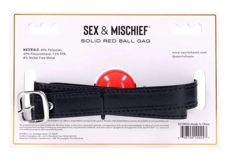 Sex and Mischief Solid Ball Gag - Red