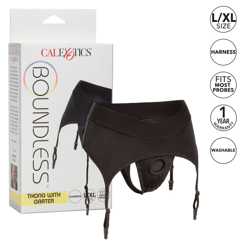 "Boundless Thong With Garter - L/xl - Black SE2701193"