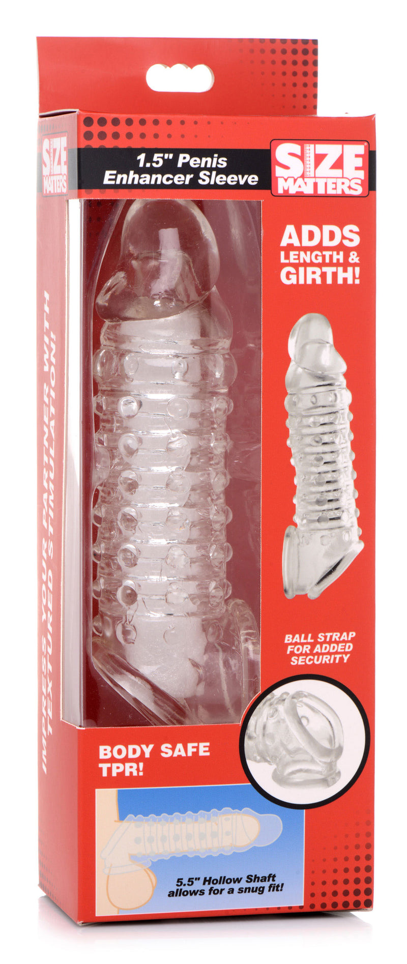 "1.5 Inch Penis Enhancer Sleeve - Clear SM-AG576CLEAR"