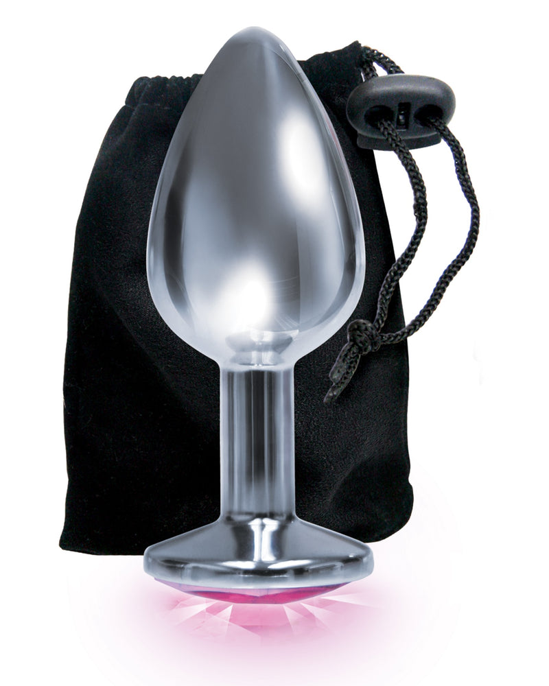 The 9's the Silver Starter Bejeweled Stainless Steel Plug - Pink