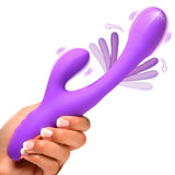 Tri-Flick Flicking Silicone Rabbit Vibrator - Purple