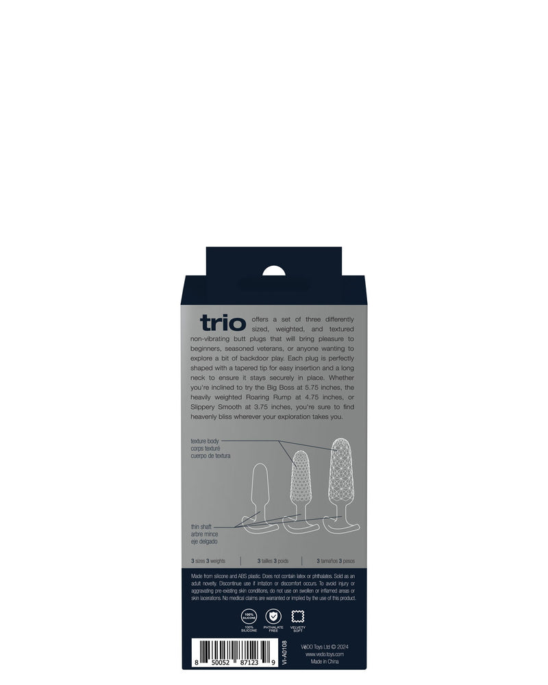 Trio Non-Vibrating Butt Plug Set - Blue