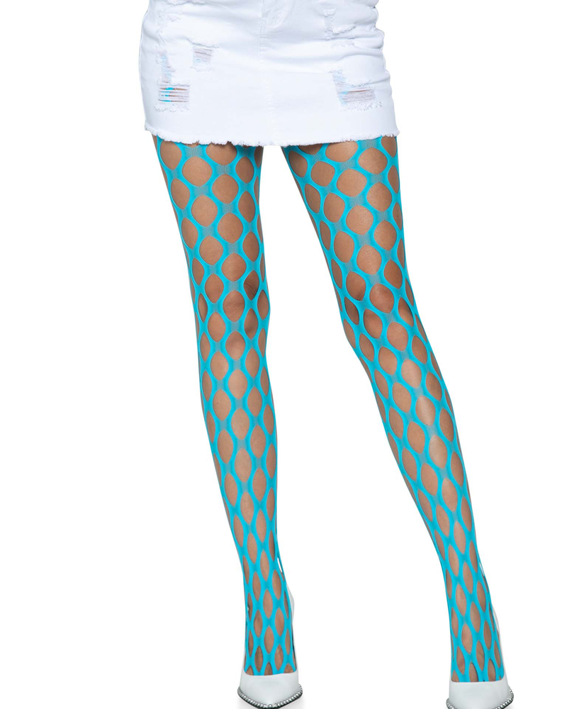 Jumbo Pothole Net Tights - Neon Blue - One Size