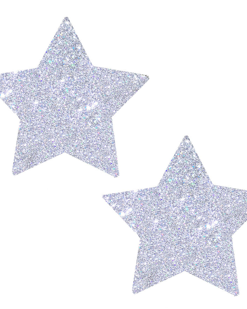 "Silver Pixie Dust Glitter Starry Nights Nipztix Pasties NN-SPD-STR-NS"