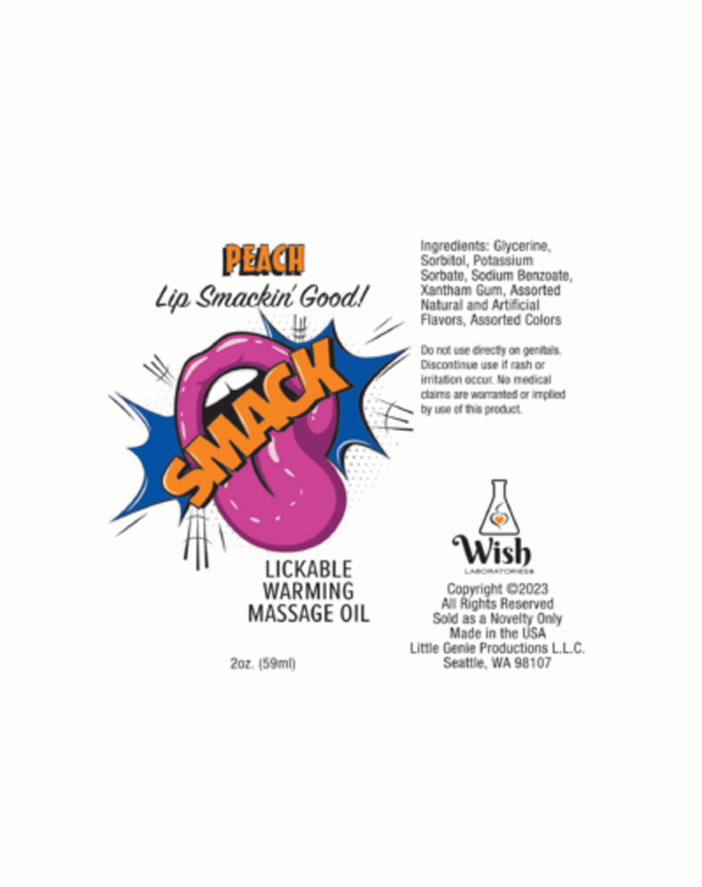 "Smack Warming and Lickable Massage Oil - Peach 2 Oz LG-BT408"