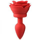 28x Silicone Vibrating Rose Anal Plug With Remote - Small