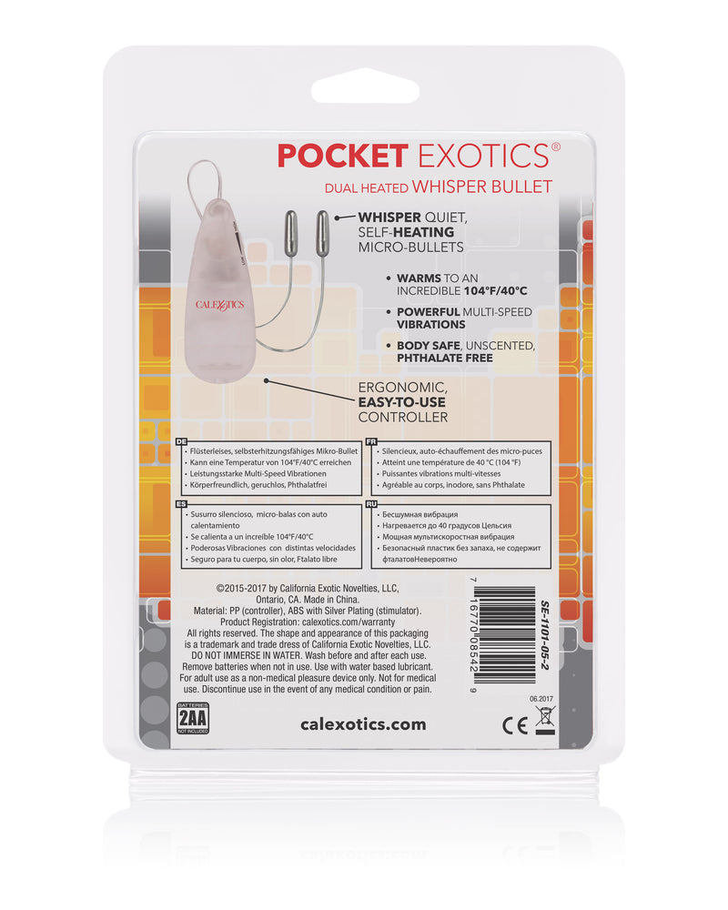 Pocket Exotics Dual Heated Whisper Bullets - Clear